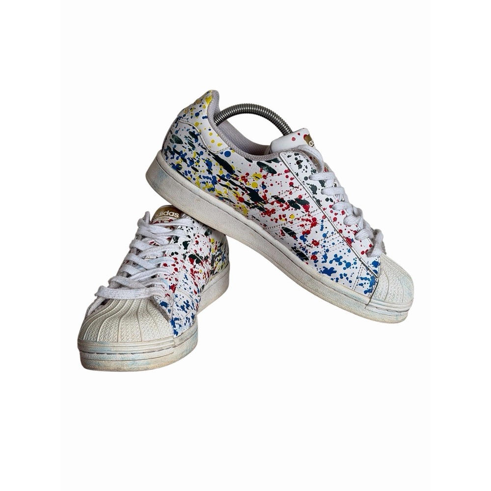 Adidas Superstar Splashes Splatter Drips White Mens Size 9 - Picture 3 of 11